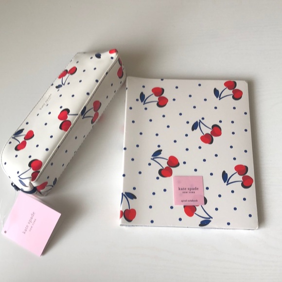 kate spade Other - Kate Spade New York Vintage Cherry Dot Spiral Notebook & Pencil Case (NWT)